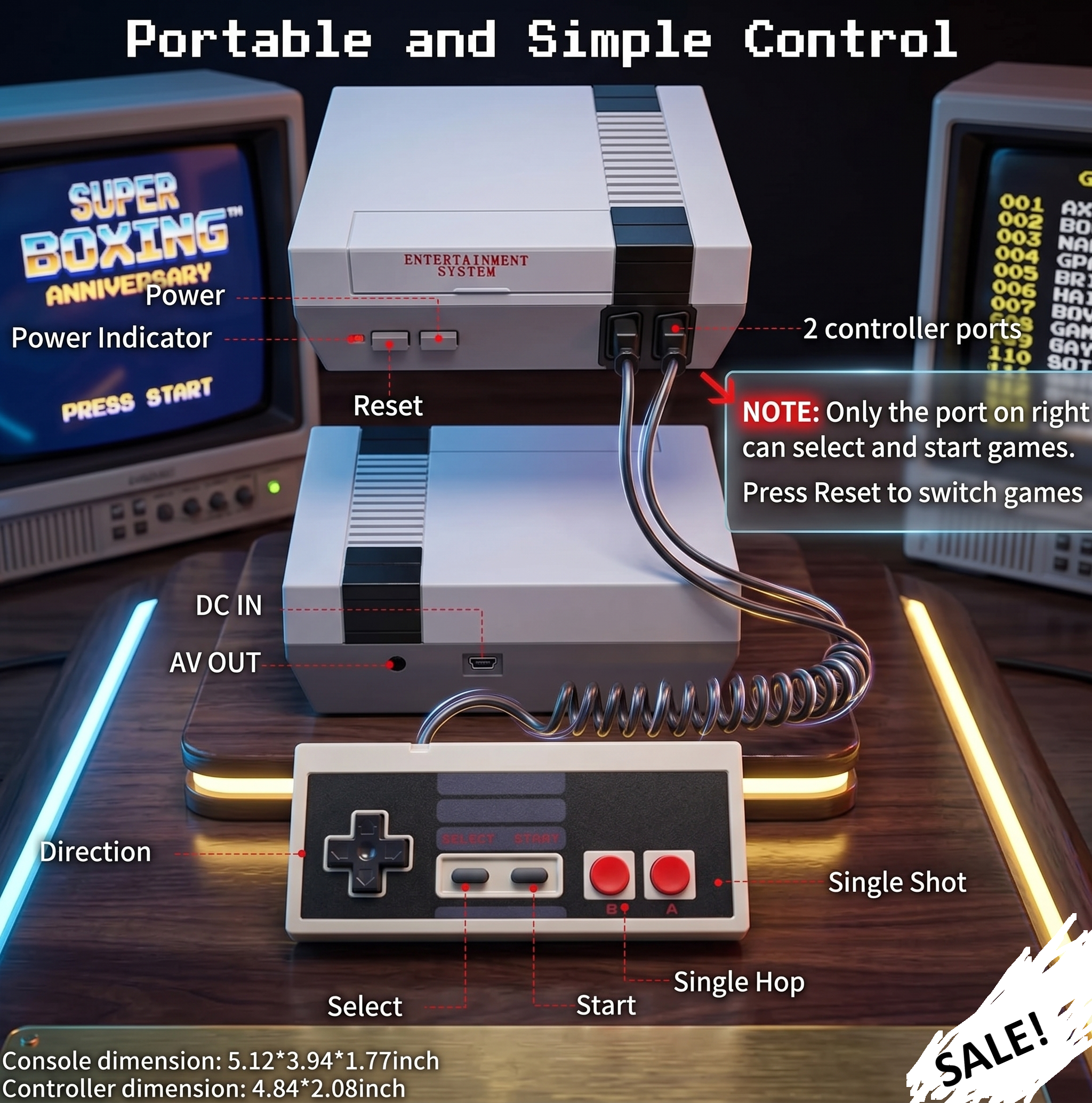 Mini Nes Game Anniversary Edition Built- in 620 Classic games + FREE SEIKO DIVERS WATCH
